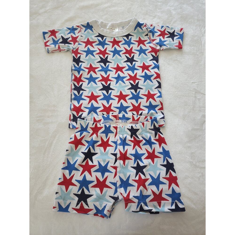 Hanna Andersson Patriotic Star Shortie Pajama Set Sz 100/4